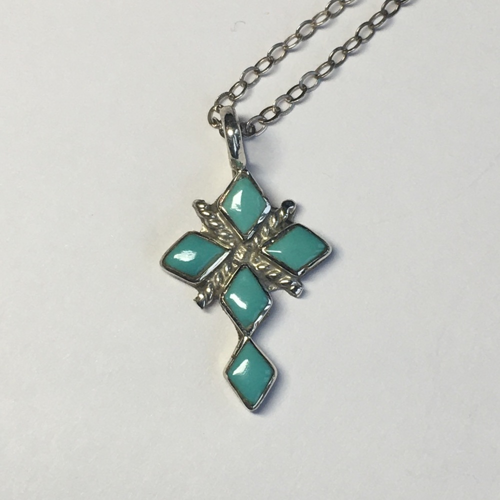 Sterling Turquoise cross necklace
